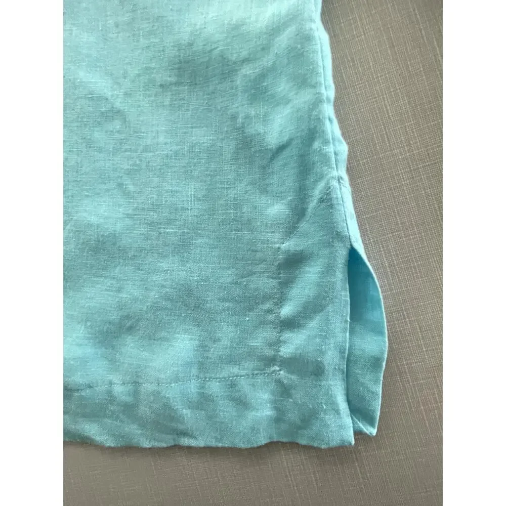 Lilly Pulitzer Sz L Pop Over Tunic Top Blue Linen Preppy Breathable Beach Resort